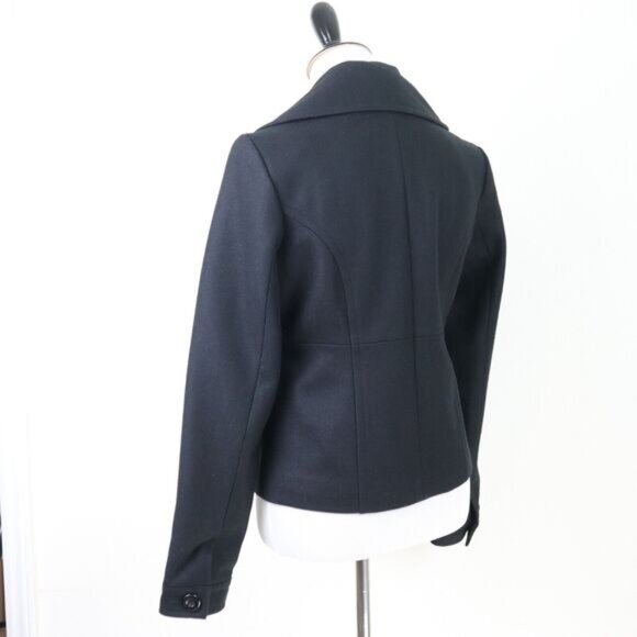 Anthropologie Tulle Size S Double Breasted Pea Coat Jacket Black Wool Blend - Picture 3 of 10